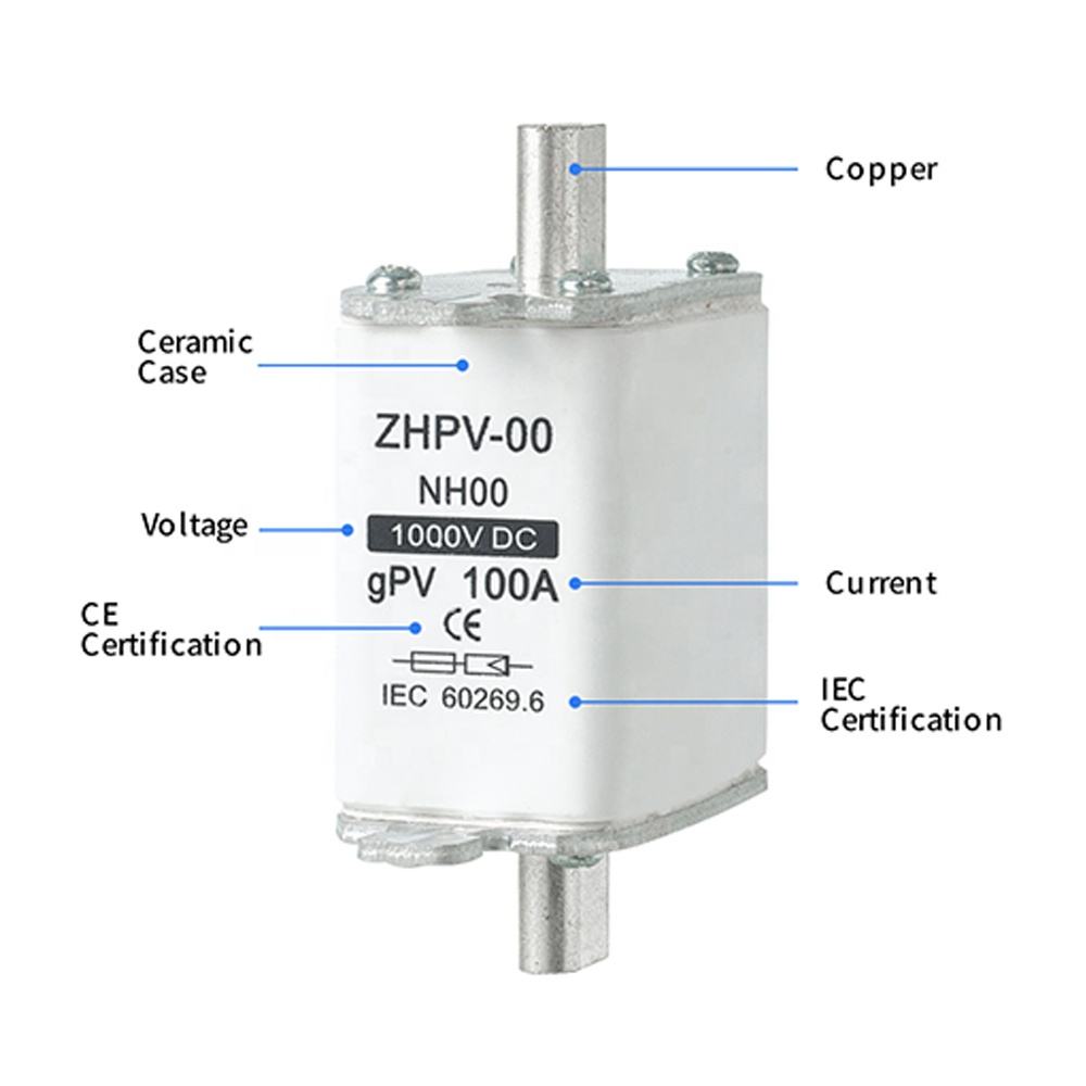 NH00-1000V IEC ມີດໄຟຟ້າແຮງດັນຕໍ່າ ຟິວສຕິກ 80A 6ka ຄວາມອາດສາມາດແຕກ